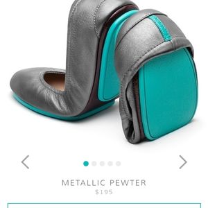 Tieks metallic pewter flats